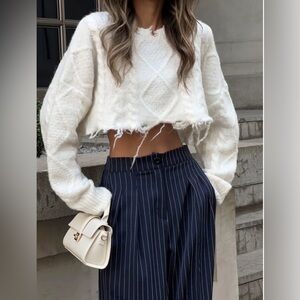 Commense NWT Pin Striped Wide Leg Pants Navy